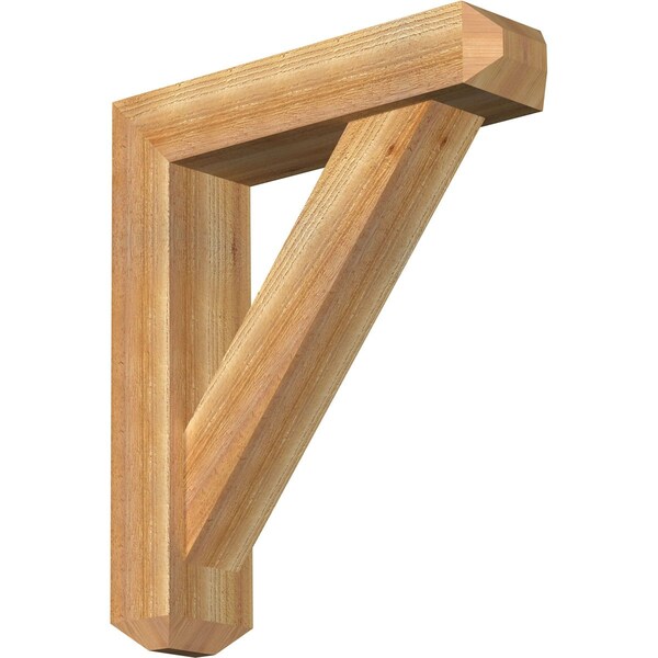 Ekena Millwork Traditional Craftsman Rough Sawn Bracket w/ Offset Brace, Western Red Cedar, 6"W x 24"D x 28"H BKT0604X24X28TRA04RWR - main
